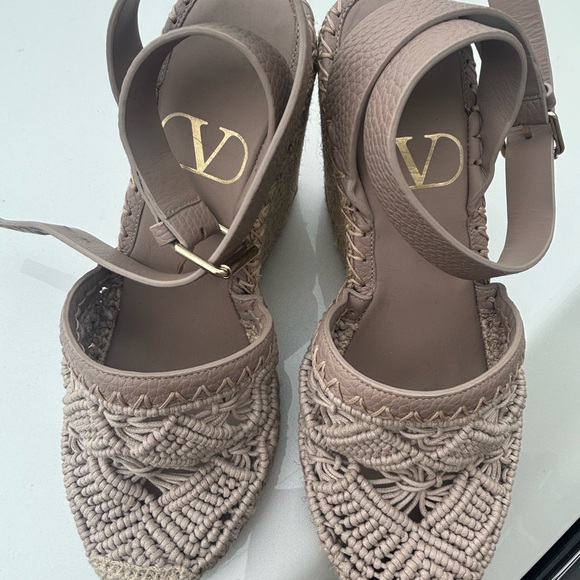 Valentino Taupe Espadrille Wedges - Picture 2 of 6